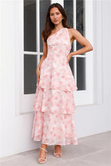 Whispering Waters One Shoulder Maxi Dress Pink
