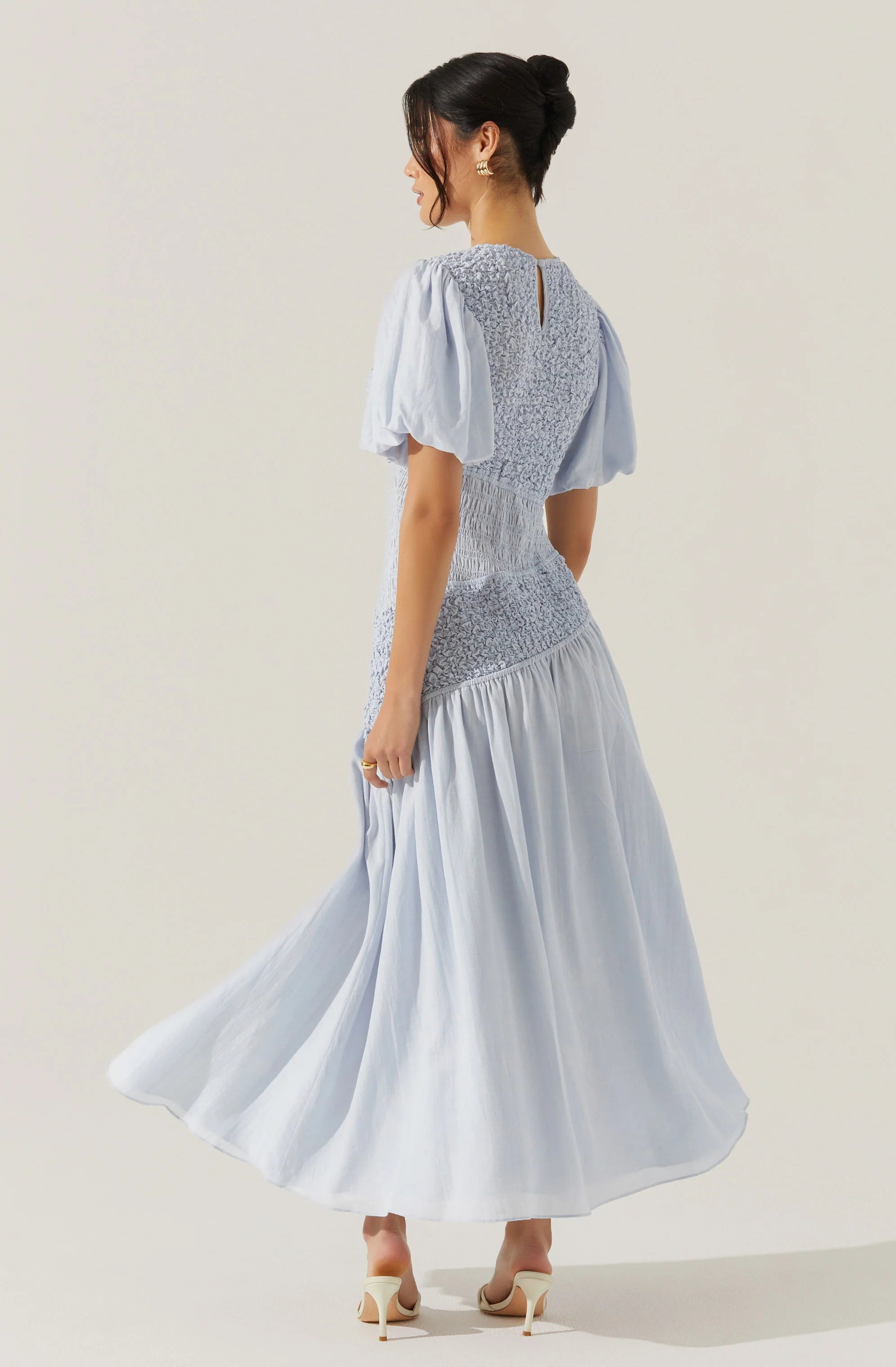 Theoni Smocked Asymmetric Dress