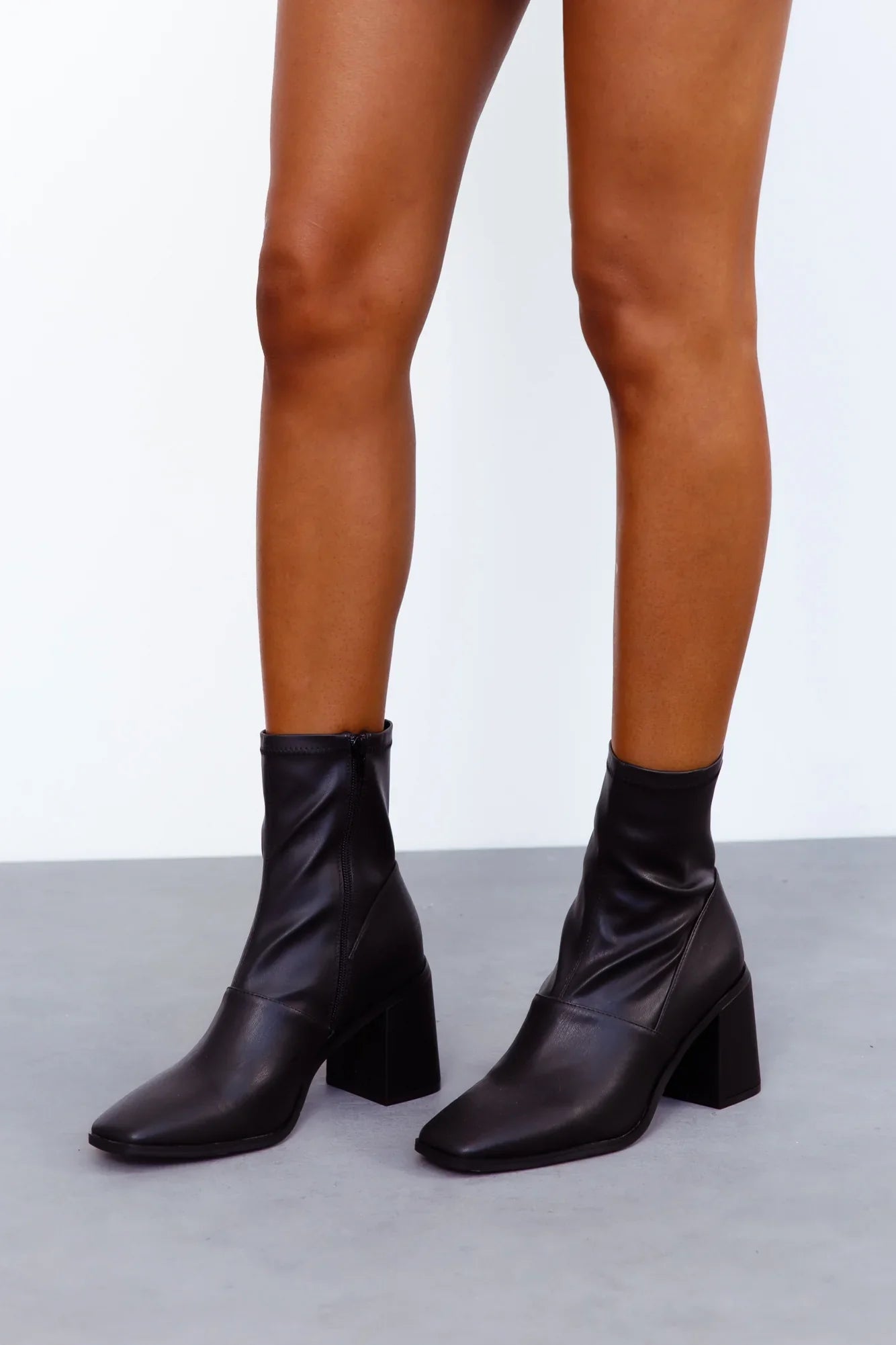VERALI Lila Sock Ankle Boots Black Stretch PU